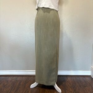 Conrad C Collection Wool Blend Maxi Skirt | Green Textured | Size 10